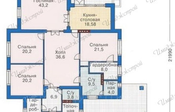 Европейский коттедж с яркой кровлей Дом на 204 м2 с большой крышей и навесом Европейский коттедж с яркой кровлей Дом на 204 м2 с большой крышей и навесом